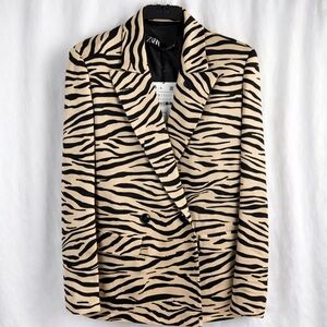Zara Animal Print Satin Effect Blazer